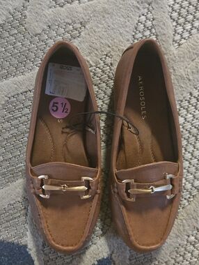 Aerosoles Tan Slip-On Loafers with Gold Accent